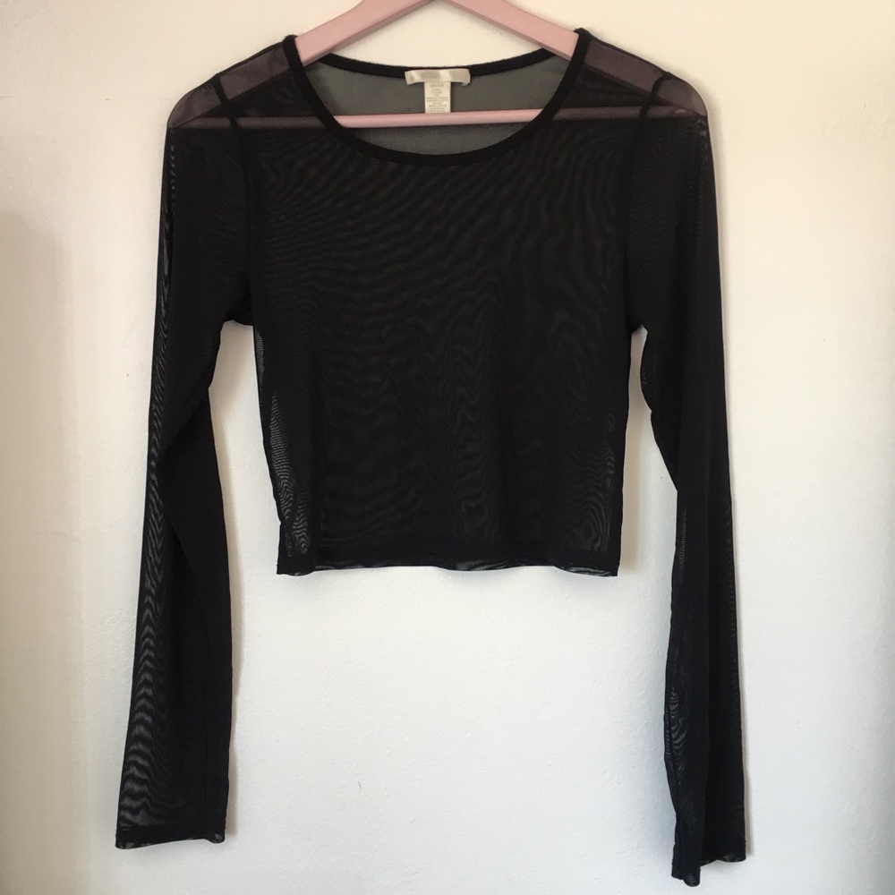 black long sleeve mesh top